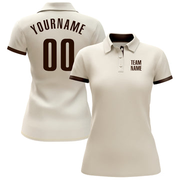 Custom Cream Brown Performance Golf Polo Shirt