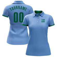 Load image into Gallery viewer, Custom Light Blue Kelly Green Performance Golf Polo Shirt
