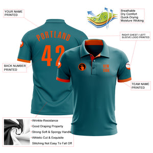 Custom Teal Orange Performance Golf Polo Shirt