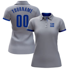 Load image into Gallery viewer, Custom Gray Royal Performance Golf Polo Shirt
