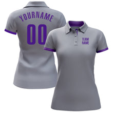 Load image into Gallery viewer, Custom Gray Purple Performance Golf Polo Shirt
