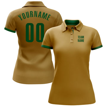 Custom Old Gold Green Performance Golf Polo Shirt