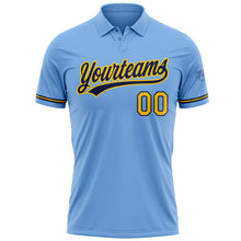 Load image into Gallery viewer, Custom Light Blue Yellow-Navy Performance Vapor Golf Polo Shirt
