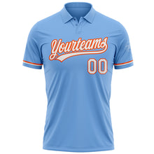 Load image into Gallery viewer, Custom Light Blue White-Orange Performance Vapor Golf Polo Shirt
