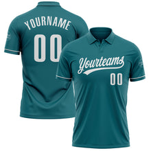 Load image into Gallery viewer, Custom Teal White Performance Vapor Golf Polo Shirt
