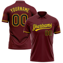 Load image into Gallery viewer, Custom Burgundy Black-Yellow Performance Vapor Golf Polo Shirt
