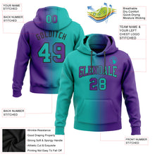 Load image into Gallery viewer, Custom Stitched Purple Aqua-Black Gradient Fashion Sports Pullover Sweatshirt Hoodie
