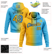 Load image into Gallery viewer, Custom Stitched Sky Blue Gold-Black Gradient Fashion Sports Pullover Sweatshirt Hoodie
