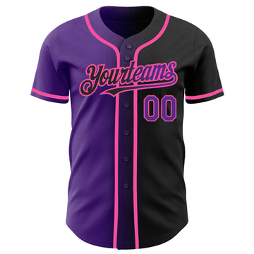 Custom Black Purple-Pink Authentic Gradient Fashion Baseball Jersey