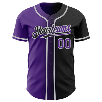 Custom Black Purple-Gray Authentic Gradient Fashion Baseball Jersey