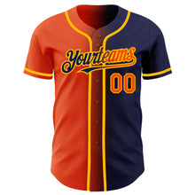 Load image into Gallery viewer, Custom Navy Orange-Gold Authentic Gradient Fashion Baseball Jersey
