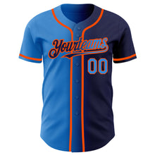 Load image into Gallery viewer, Custom Navy Electric Blue-Orange Authentic Gradient Fashion Baseball Jersey
