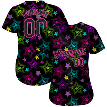 Load image into Gallery viewer, Custom Graffiti Pattern Black-Pink 3D Creative Colorful Stars Authentic Baseball Jersey
