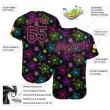 Load image into Gallery viewer, Custom Graffiti Pattern Black-Pink 3D Creative Colorful Stars Authentic Baseball Jersey
