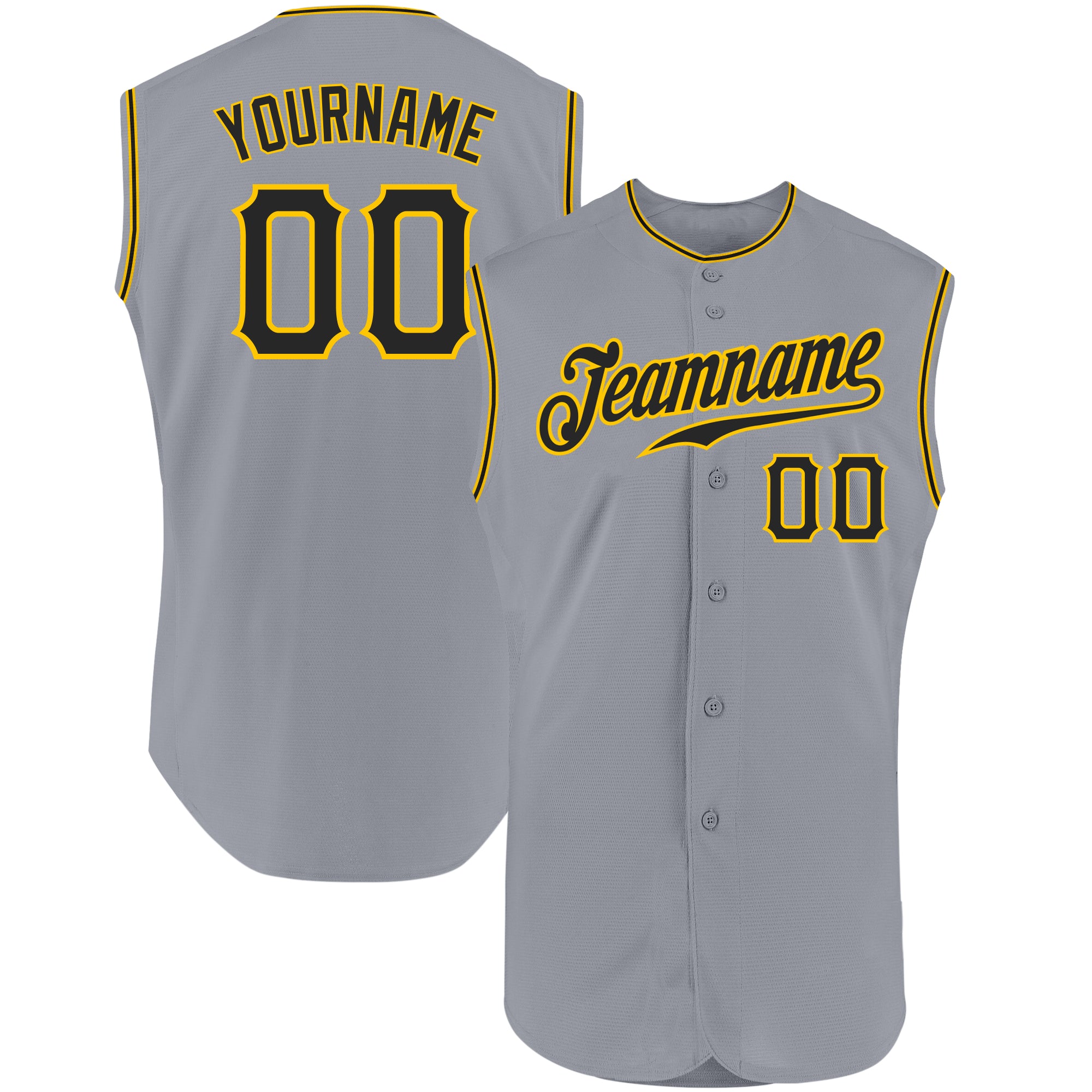 Custom Team Gold Baseball Authentic Gray Jersey Black