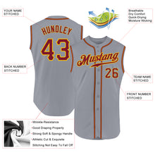 Load image into Gallery viewer, Custom Gray Crimson-Gold Authentic Sleeveless Baseball Jersey
