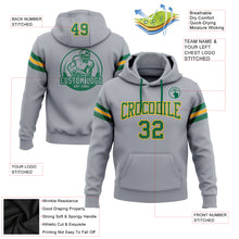 Load image into Gallery viewer, Custom Stitched Gray Kelly Green-Gold Football Pullover Sweatshirt Hoodie
