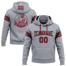 Load image into Gallery viewer, Custom Stitched Gray Crimson-Black Football Pullover Sweatshirt Hoodie
