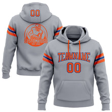 Load image into Gallery viewer, Custom Stitched Gray Orange-Royal Football Pullover Sweatshirt Hoodie
