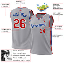 Load image into Gallery viewer, Custom Gray Red-Royal Authentic Throwback Basketball Jersey
