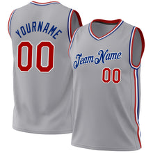 Load image into Gallery viewer, Custom Gray Red-Royal Authentic Throwback Basketball Jersey
