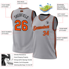 Load image into Gallery viewer, Custom Gray Orange-Black Authentic Throwback Basketball Jersey
