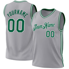 Load image into Gallery viewer, Custom Gray Kelly Green-White Authentic Throwback Basketball Jersey
