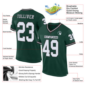 Custom Green White-Gray Mesh Authentic Throwback Football Jersey