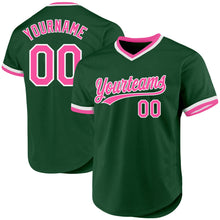 Load image into Gallery viewer, Custom Green Pink-White Authentic Throwback Baseball Jersey
