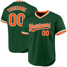 Load image into Gallery viewer, Custom Green Orange-White Authentic Throwback Baseball Jersey
