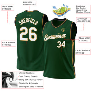 Custom Hunter Green Black-Old Gold Authentic Throwback Basketball Jersey