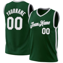 Load image into Gallery viewer, Custom Hunter Green White-Gray Authentic Throwback Basketball Jersey
