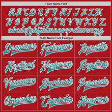 Load image into Gallery viewer, Custom Red Teal-White Bomber Full-Snap Varsity Letterman Jacket
