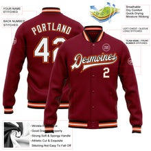 Load image into Gallery viewer, Custom Crimson White Black-Orange Bomber Full-Snap Varsity Letterman Jacket
