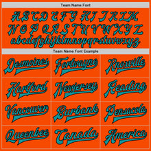 Load image into Gallery viewer, Custom Orange Teal-Black Bomber Full-Snap Varsity Letterman Jacket
