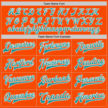 Load image into Gallery viewer, Custom Orange Teal-White Bomber Full-Snap Varsity Letterman Jacket
