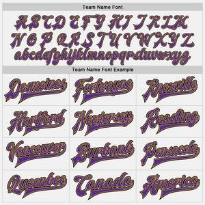 Custom White Purple Pinstripe Old Gold-Black Bomber Full-Snap Varsity Letterman Jacket