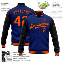 Load image into Gallery viewer, Custom Royal Orange-Black Bomber Full-Snap Varsity Letterman Two Tone Jacket
