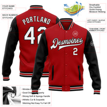 Load image into Gallery viewer, Custom Red White-Black Bomber Full-Snap Varsity Letterman Two Tone Jacket
