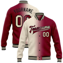 Load image into Gallery viewer, Custom Maroon Cream-Black Bomber Full-Snap Varsity Letterman Gradient Fashion Jacket
