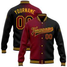 Load image into Gallery viewer, Custom Black Crimson-Gold Bomber Full-Snap Varsity Letterman Gradient Fashion Jacket
