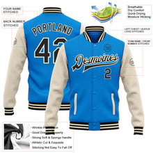 Load image into Gallery viewer, Custom Electric Blue Black-Cream Bomber Full-Snap Varsity Letterman Two Tone Jacket

