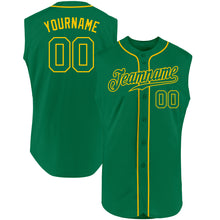 Load image into Gallery viewer, Custom Kelly Green Kelly Green-Gold Authentic Sleeveless Baseball Jersey
