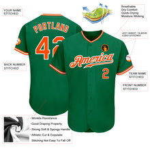 Load image into Gallery viewer, Custom Kelly Green Orange-White Authentic Baseball Jersey
