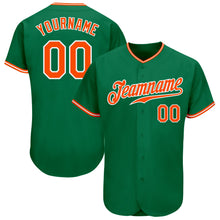 Load image into Gallery viewer, Custom Kelly Green Orange-White Authentic Baseball Jersey
