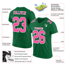 Load image into Gallery viewer, Custom Kelly Green Pink-White Mesh Authentic Football Jersey
