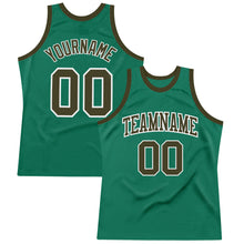 Load image into Gallery viewer, Custom Kelly Green Olive-White Authentic Throwback Basketball Jersey
