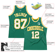 Load image into Gallery viewer, Custom Kelly Green White Pinstripe White-Gold Authentic Basketball Jersey
