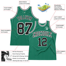 Load image into Gallery viewer, Custom Kelly Green White Pinstripe Black Authentic Basketball Jersey
