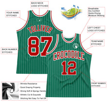 Load image into Gallery viewer, Custom Kelly Green White Pinstripe Red Authentic Basketball Jersey
